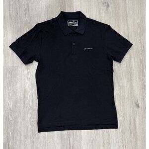 Eddie Bauer Men's Size M Polo Golf Shirt Short Sleeve Black 100% Cotton LIKE NEW